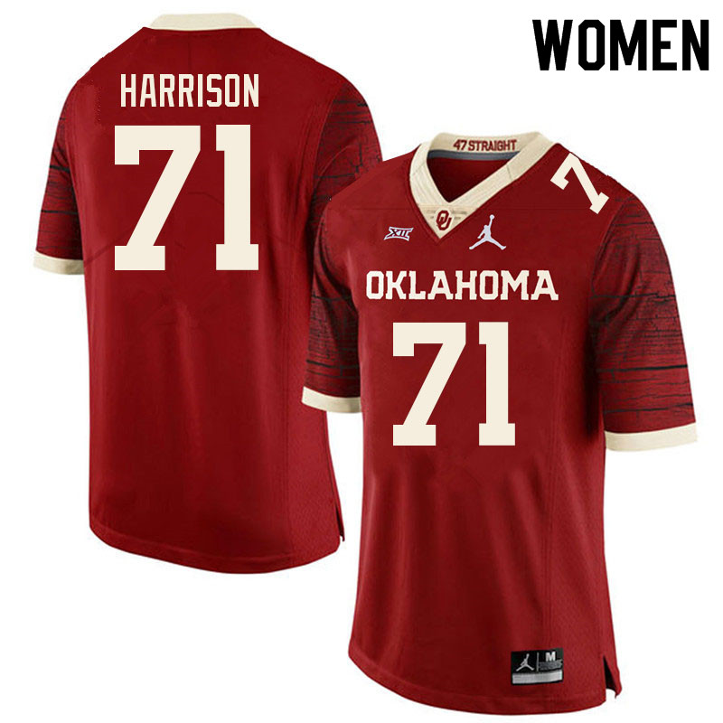 Women #71 Anton Harrison Oklahoma Sooners College Football Jerseys Sale-Retro - Click Image to Close